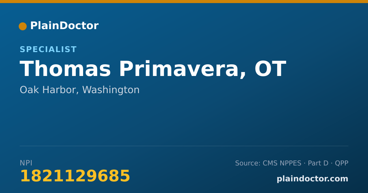 Shareable card for Thomas Primavera, OT - Specialist, Oak Harbor, WA