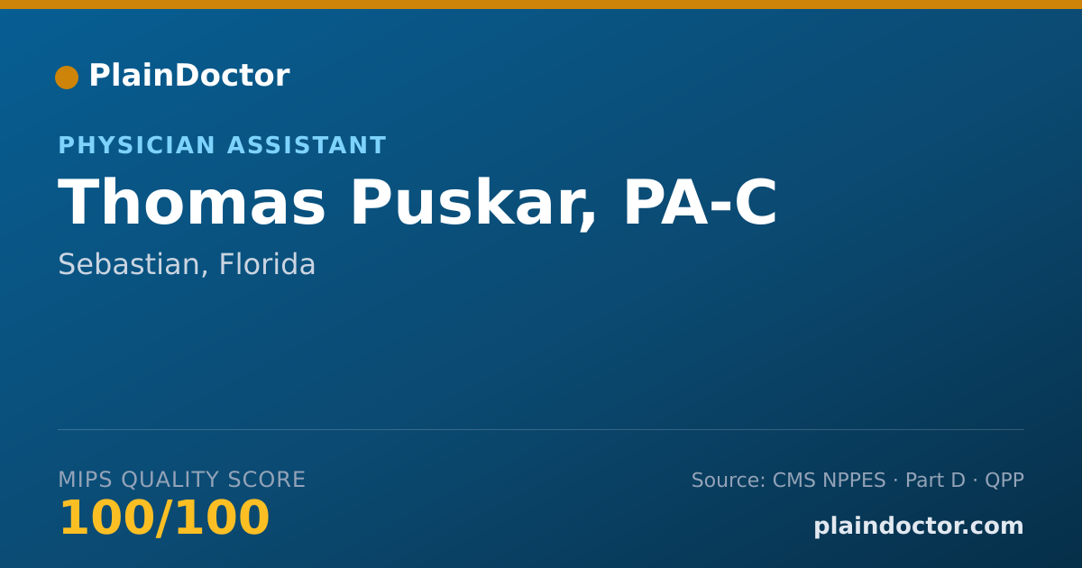 Shareable card for Thomas Puskar, PA-C - Physician Assistant, Sebastian, FL