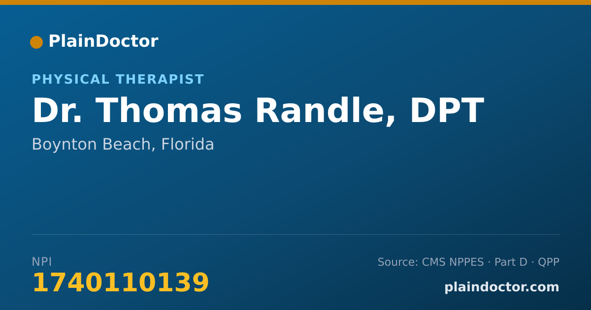 Shareable card for Thomas Randle, DPT - Physical Therapist, Boynton Beach, FL