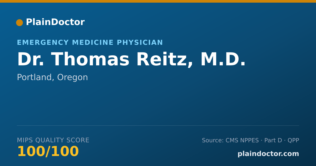 Shareable card for Thomas Reitz, M.D. - Emergency Medicine Physician, Portland, OR