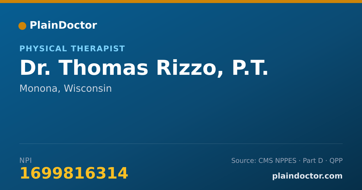 Shareable card for Thomas Rizzo, P.T. - Physical Therapist, Monona, WI