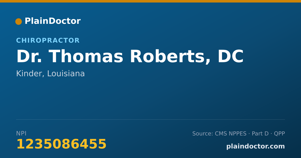 Shareable card for Thomas Roberts, DC - Chiropractor, Kinder, LA