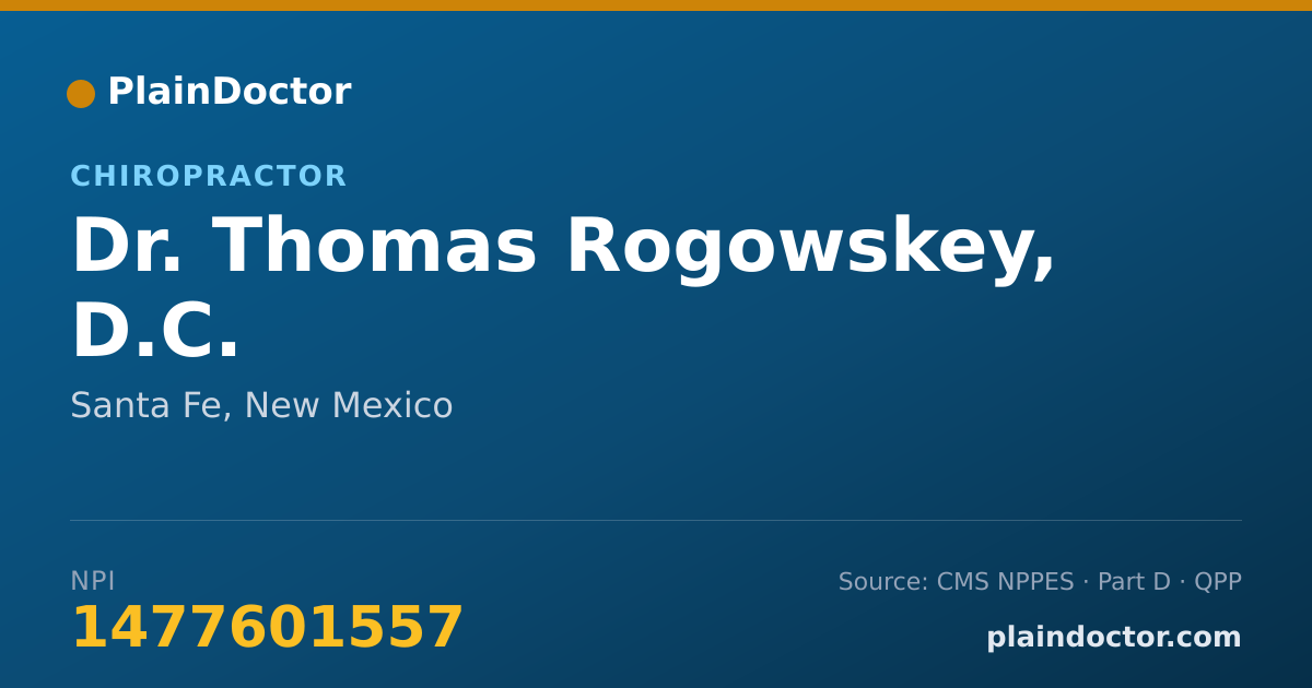 Shareable card for Thomas Rogowskey, D.C. - Chiropractor, Santa Fe, NM