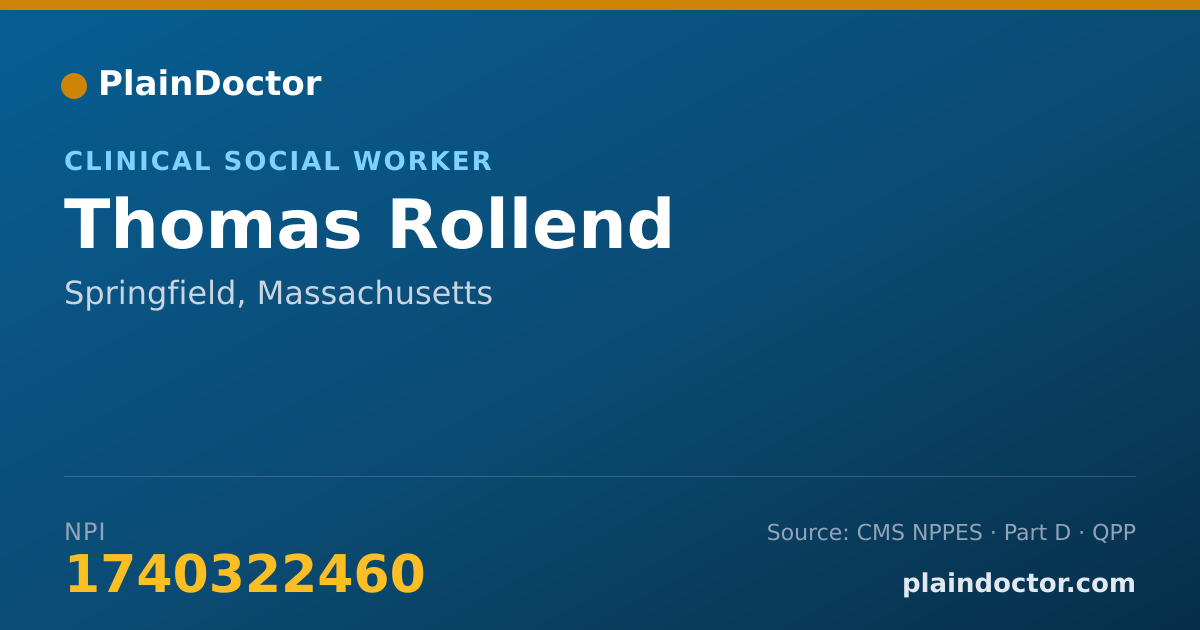 Shareable card for Thomas Rollend - Clinical Social Worker, Springfield, MA
