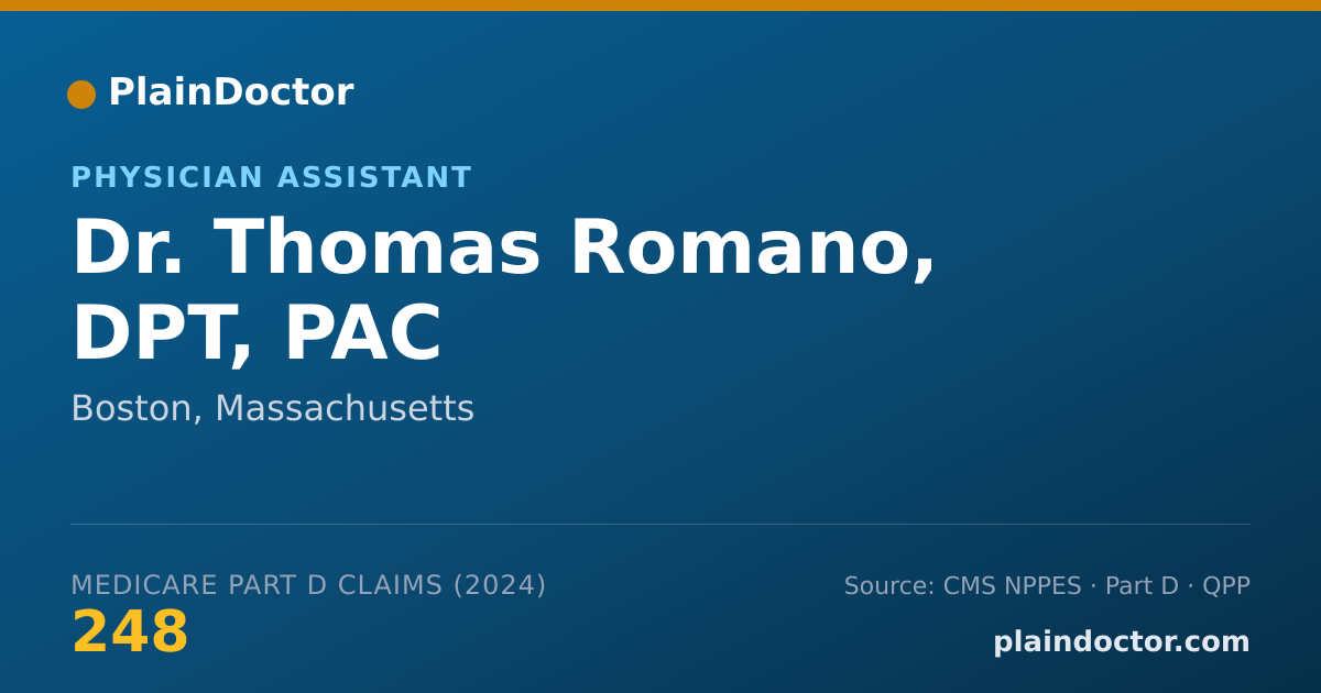 Shareable card for Thomas Romano, DPT, PAC - Physician Assistant, Boston, MA
