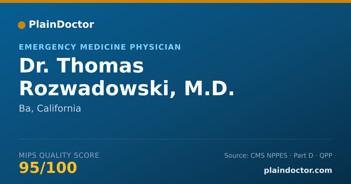 Shareable card for Thomas Rozwadowski, M.D. - Emergency Medicine Physician, Ba, CA