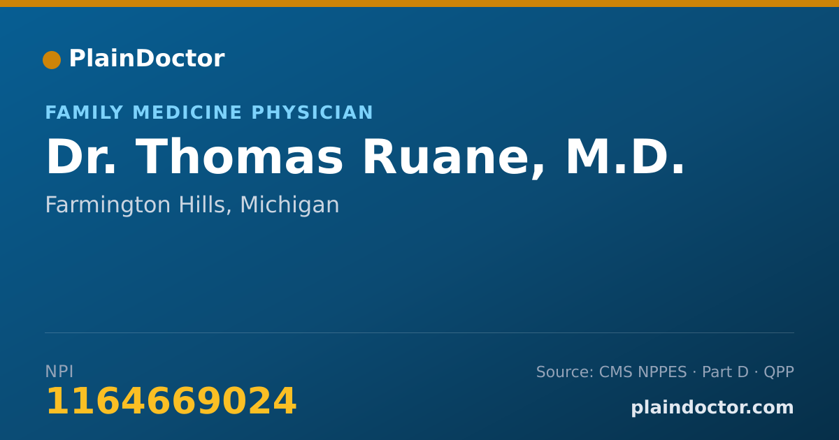 Shareable card for Thomas Ruane, M.D. - Family Medicine Physician, Farmington Hills, MI