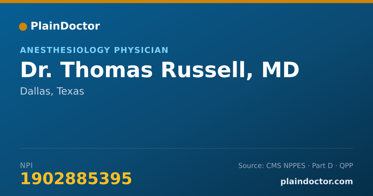 Shareable card for Thomas Russell, MD - Anesthesiology Physician, Dallas, TX