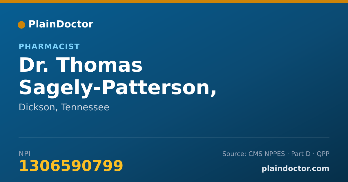 Shareable card for Thomas Sagely-Patterson, PHARMD - Pharmacist, Dickson, TN
