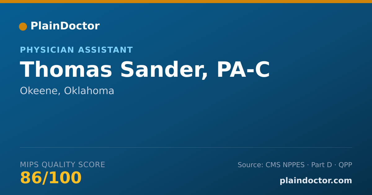 Shareable card for Thomas Sander, PA-C - Physician Assistant, Okeene, OK