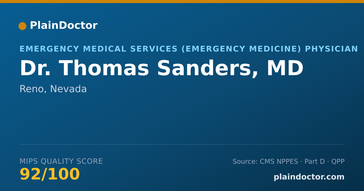 Shareable card for Thomas Sanders, MD - Emergency Medical Services (Emergency Medicine) Physician, Reno, NV