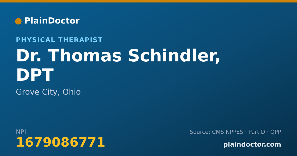 Shareable card for Thomas Schindler, DPT - Physical Therapist, Grove City, OH