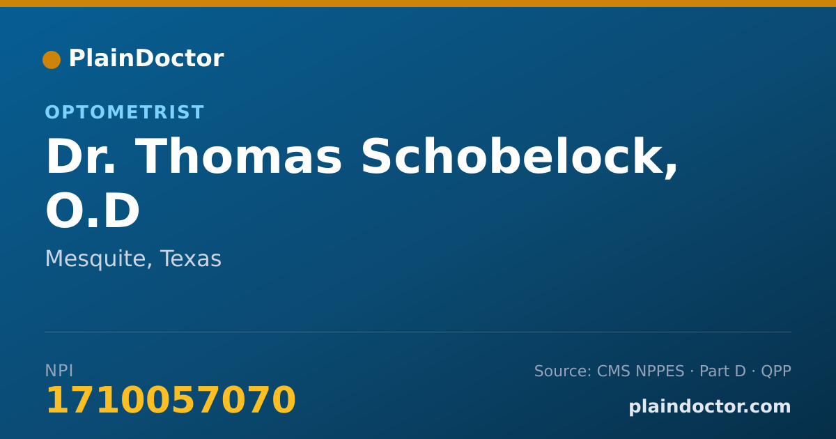 Shareable card for Thomas Schobelock, O.D - Optometrist, Mesquite, TX