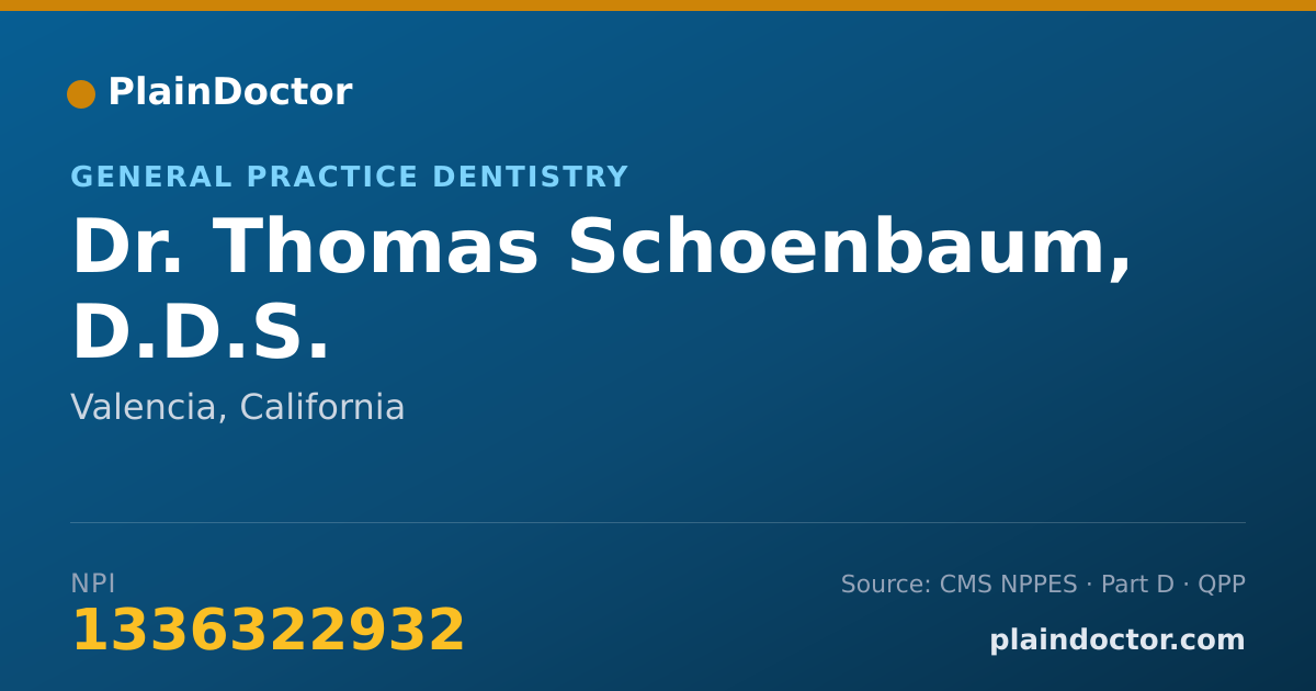 Shareable card for Thomas Schoenbaum, D.D.S. - General Practice Dentistry, Valencia, CA