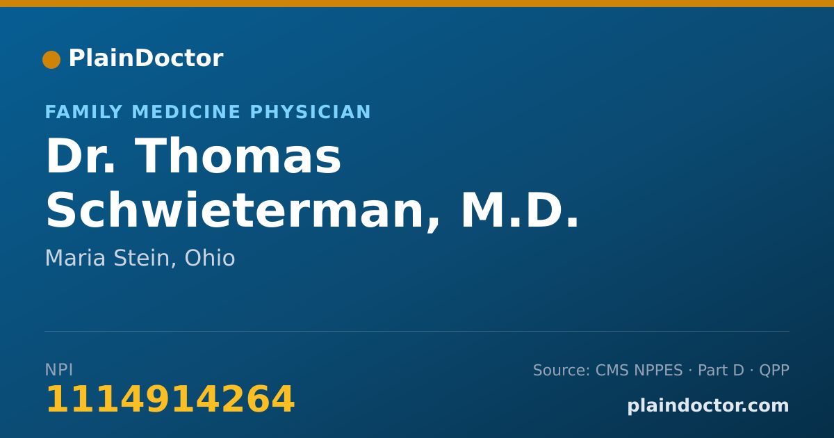 Shareable card for Thomas Schwieterman, M.D. - Family Medicine Physician, Maria Stein, OH