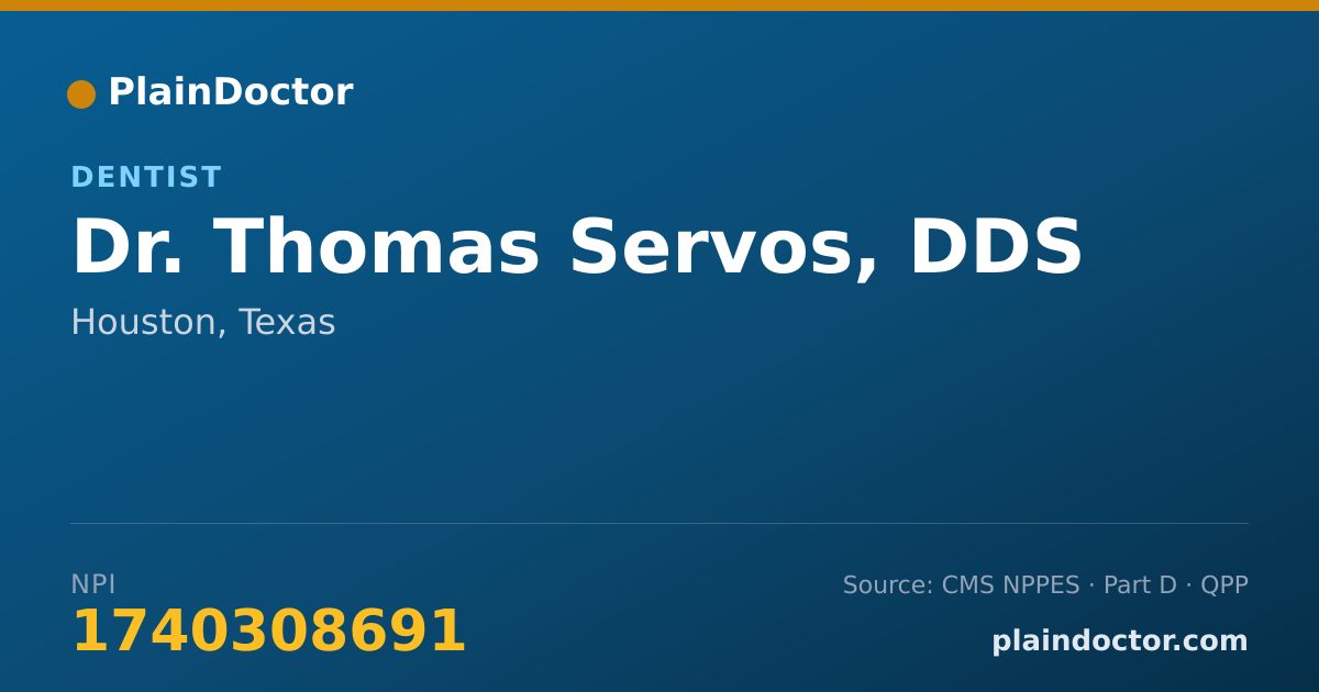 Shareable card for Thomas Servos, DDS - Dentist, Houston, TX