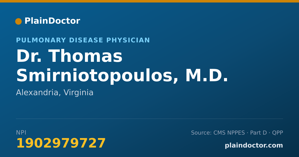 Shareable card for Thomas Smirniotopoulos, M.D. - Critical Care Medicine (Internal Medicine) Physician, Alexandria, VA