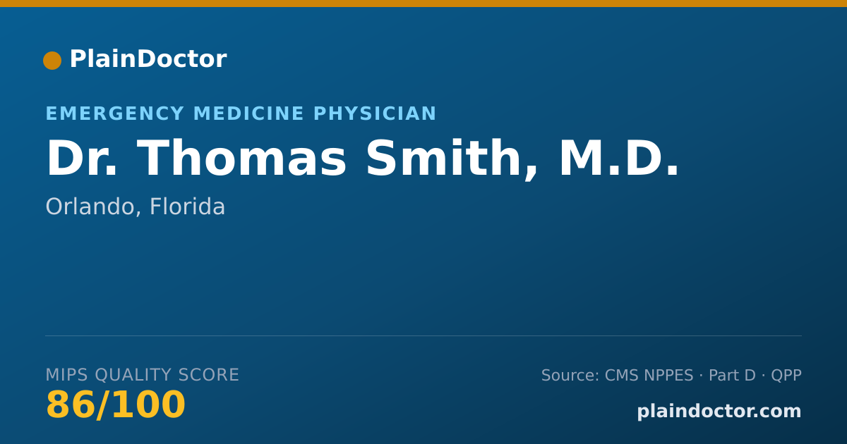 Shareable card for Thomas Smith, M.D. - Emergency Medicine Physician, Orlando, FL