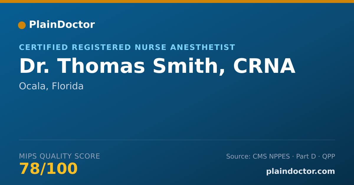 Shareable card for Thomas Smith, CRNA - Certified Registered Nurse Anesthetist, Ocala, FL