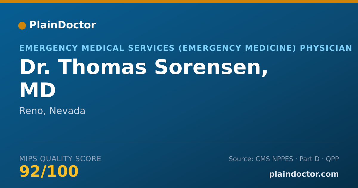 Shareable card for Thomas Sorensen, MD - Emergency Medical Services (Emergency Medicine) Physician, Reno, NV