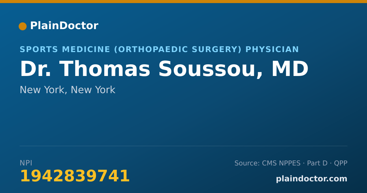 Shareable card for Thomas Soussou, MD - Sports Medicine (Orthopaedic Surgery) Physician, New York, NY