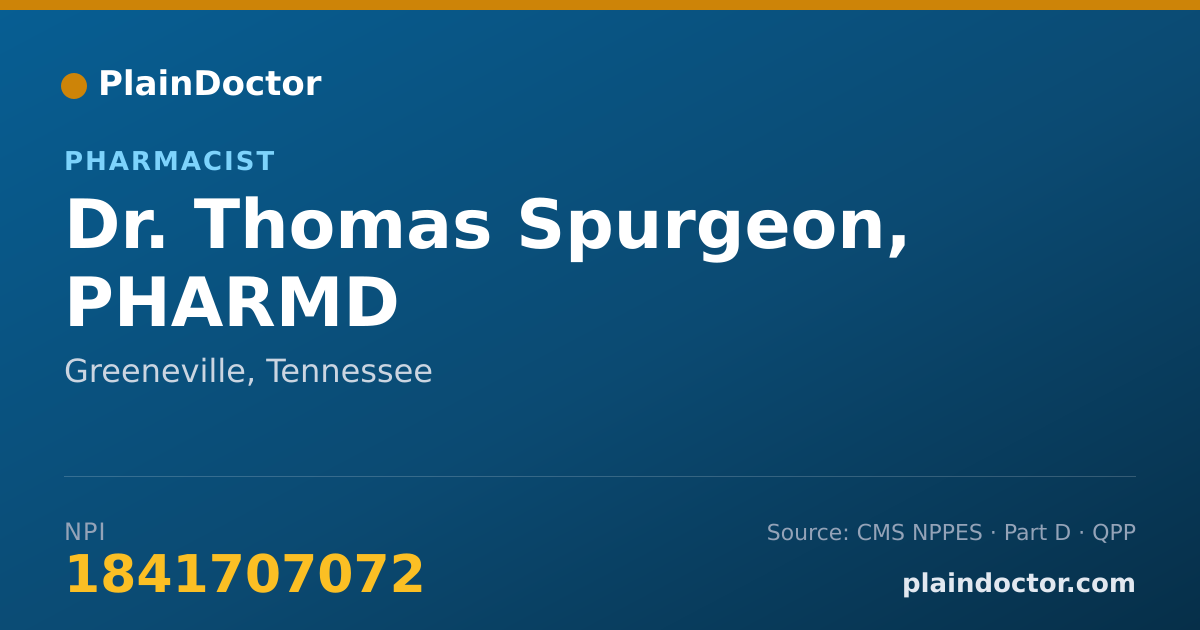 Shareable card for Thomas Spurgeon, PHARMD - Pharmacist, Greeneville, TN