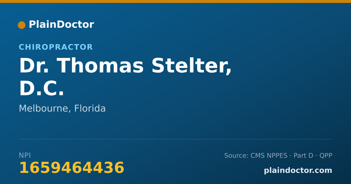 Shareable card for Thomas Stelter, D.C. - Chiropractor, Melbourne, FL