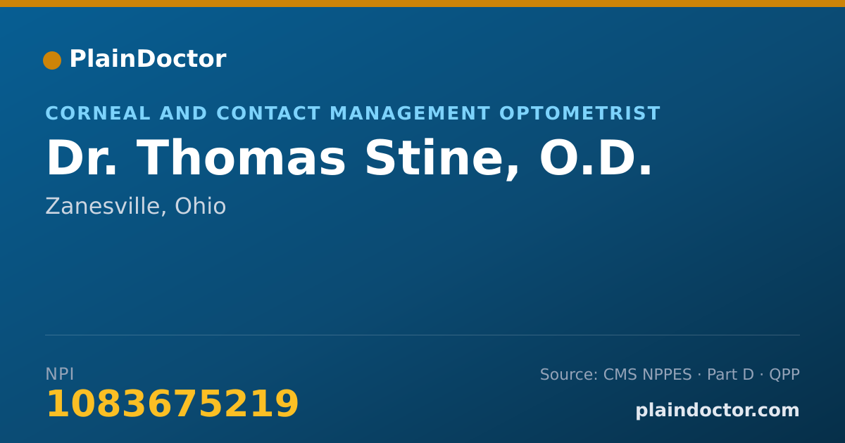 Shareable card for Thomas Stine, O.D. - Corneal and Contact Management Optometrist, Zanesville, OH