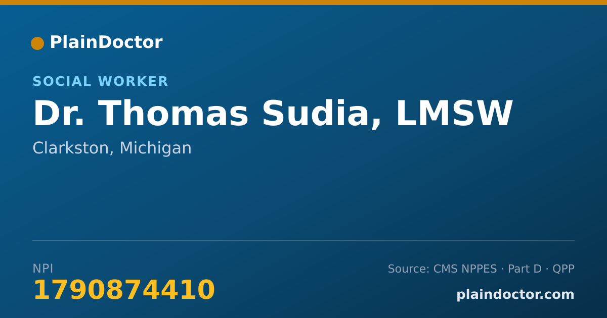 Shareable card for Thomas Sudia, LMSW - Social Worker, Clarkston, MI