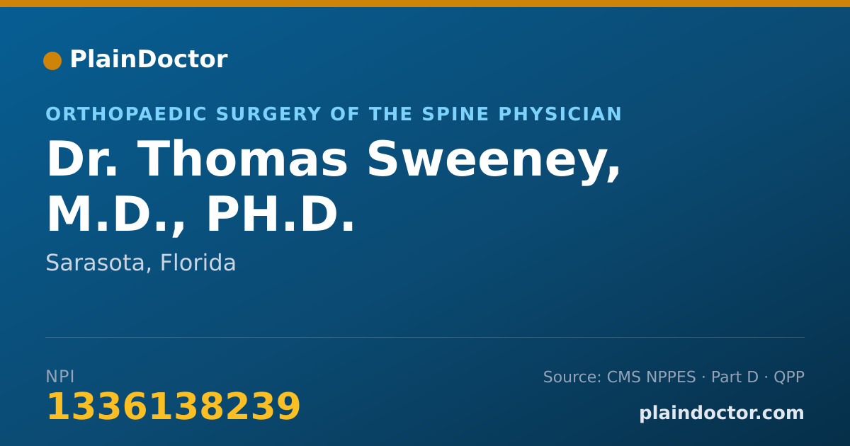 Shareable card for Thomas Sweeney, M.D., PH.D. - Orthopaedic Surgery of the Spine Physician, Sarasota, FL