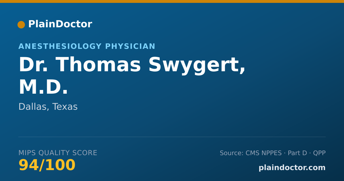 Shareable card for Thomas Swygert, M.D. - Anesthesiology Physician, Dallas, TX