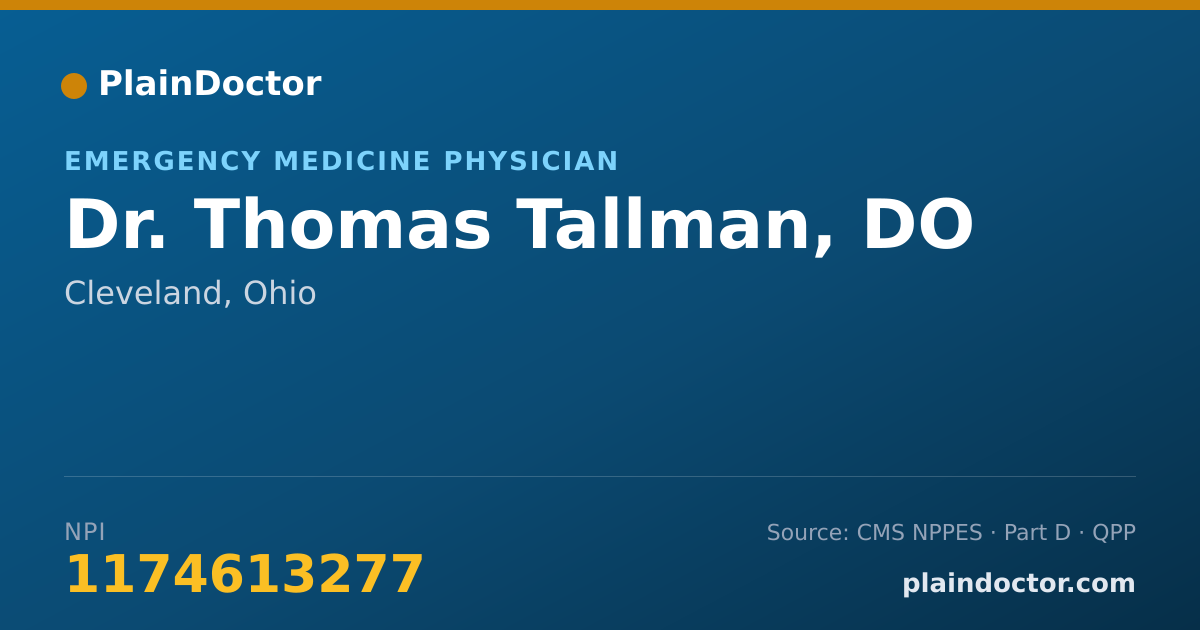 Shareable card for Thomas Tallman, DO - Emergency Medicine Physician, Cleveland, OH