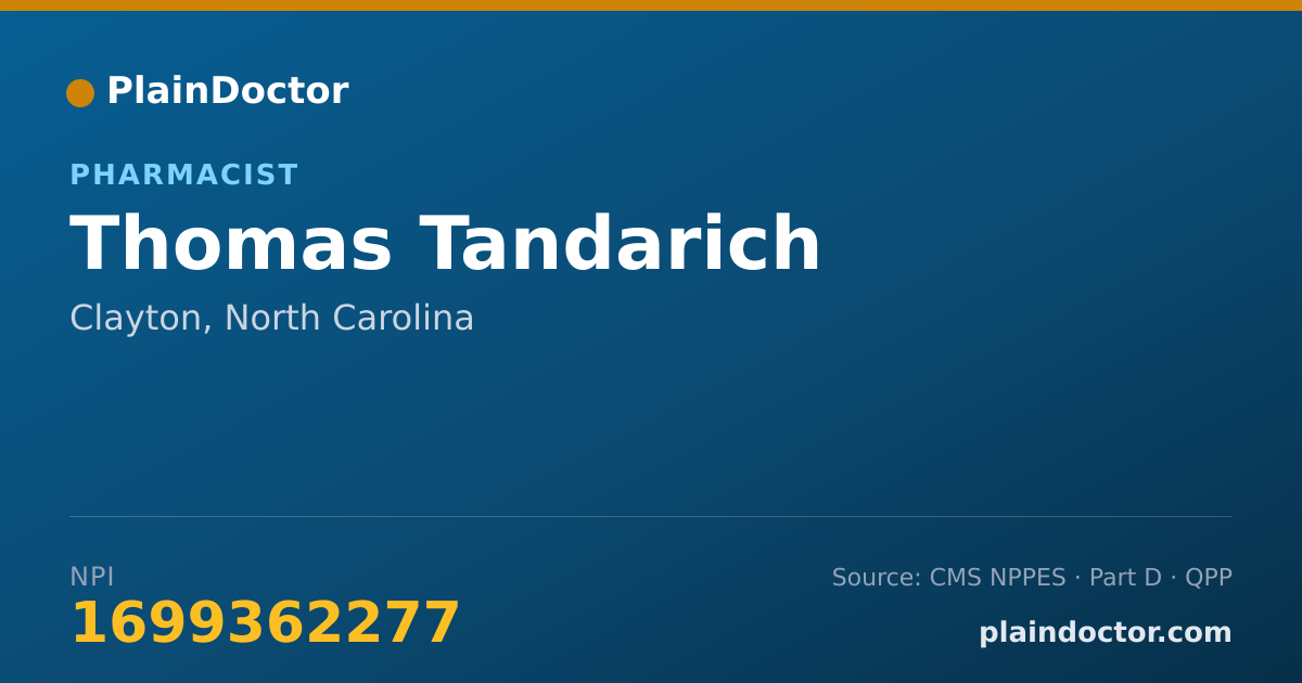 Shareable card for Thomas Tandarich - Pharmacist, Clayton, NC