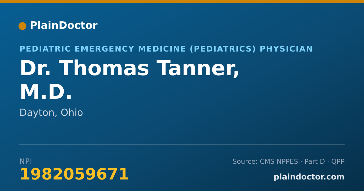 Shareable card for Thomas Tanner, M.D. - Pediatric Emergency Medicine (Pediatrics) Physician, Dayton, OH