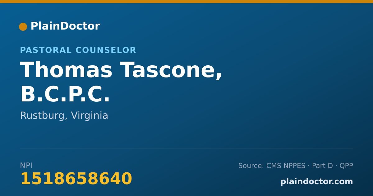 Shareable card for Thomas Tascone, B.C.P.C. - Pastoral Counselor, Rustburg, VA