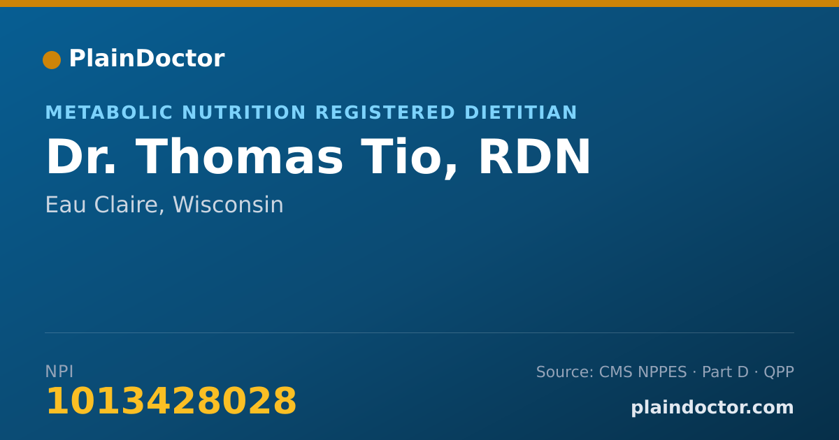 Shareable card for Thomas Tio, RDN - Metabolic Nutrition Registered Dietitian, Eau Claire, WI