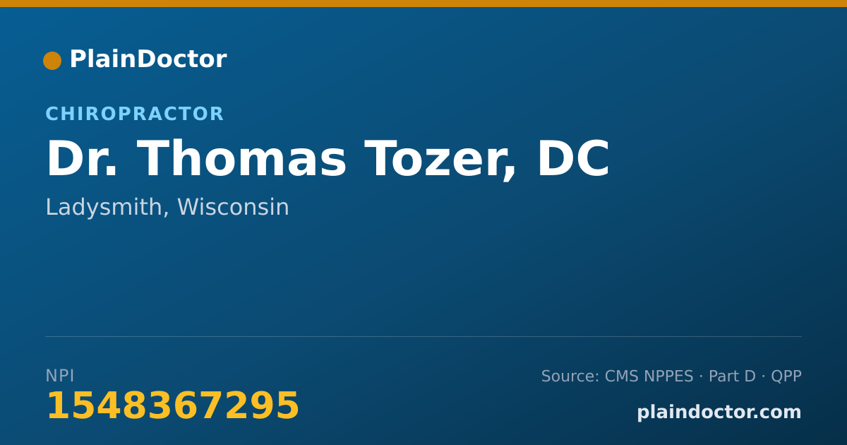 Shareable card for Thomas Tozer, DC - Chiropractor, Ladysmith, WI