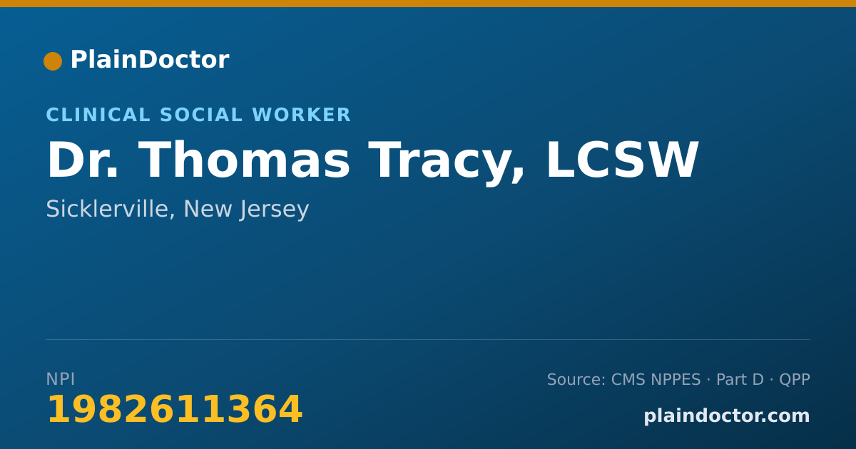 Shareable card for Thomas Tracy, LCSW - Clinical Social Worker, Sicklerville, NJ
