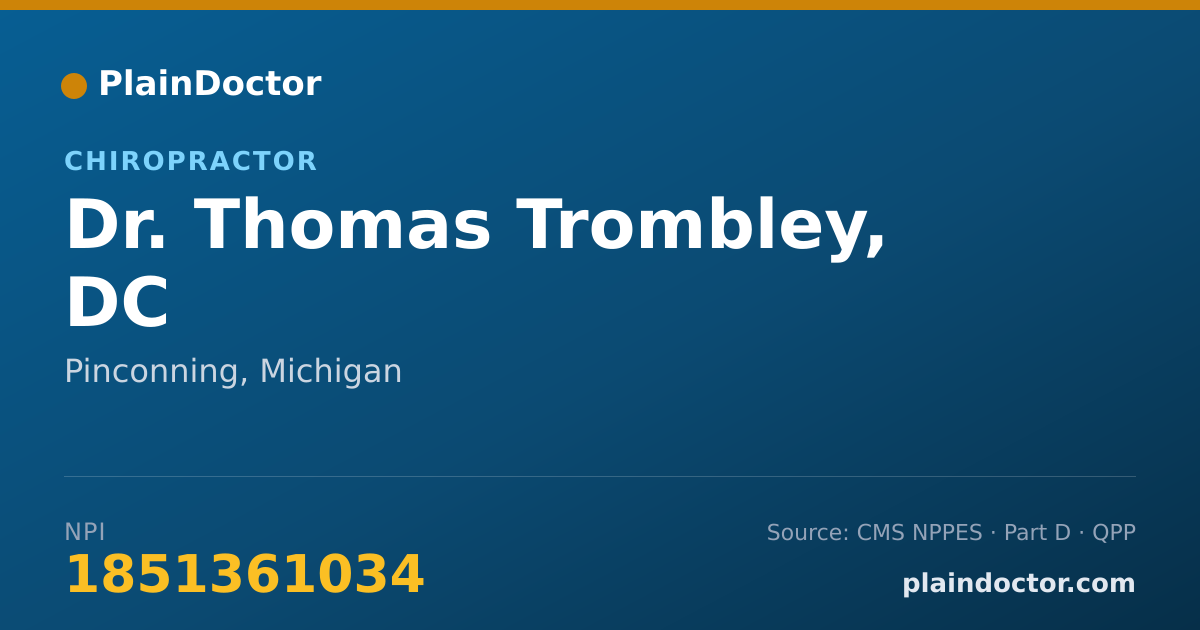 Shareable card for Thomas Trombley, DC - Chiropractor, Pinconning, MI