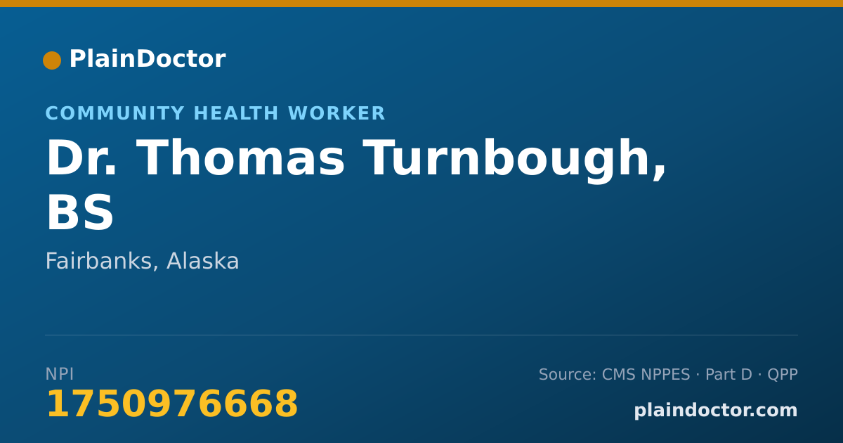 Shareable card for Thomas Turnbough, BS - Community Health Worker, Fairbanks, AK
