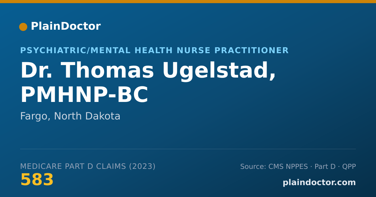 Shareable card for Thomas Ugelstad, PMHNP-BC - Psychiatric/Mental Health Nurse Practitioner, Fargo, ND