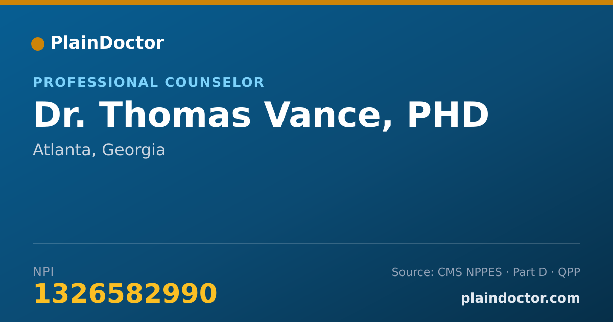Shareable card for Thomas Vance, PHD - Professional Counselor, Atlanta, GA