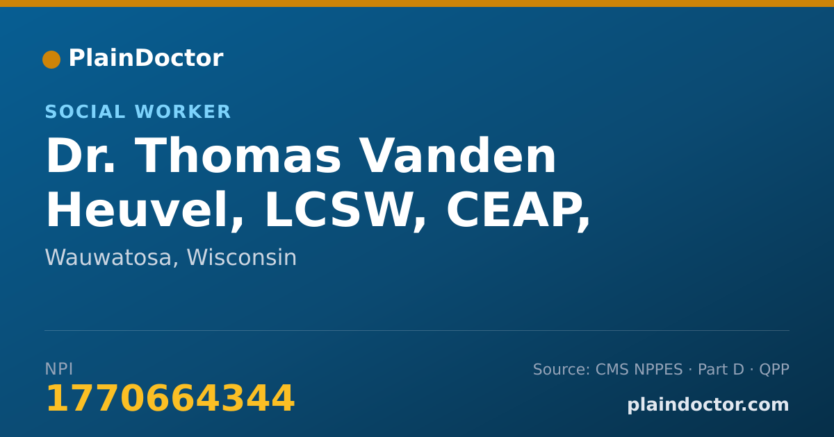 Shareable card for Thomas Vanden Heuvel, LCSW, CEAP, SAC, SAP - Social Worker, Wauwatosa, WI