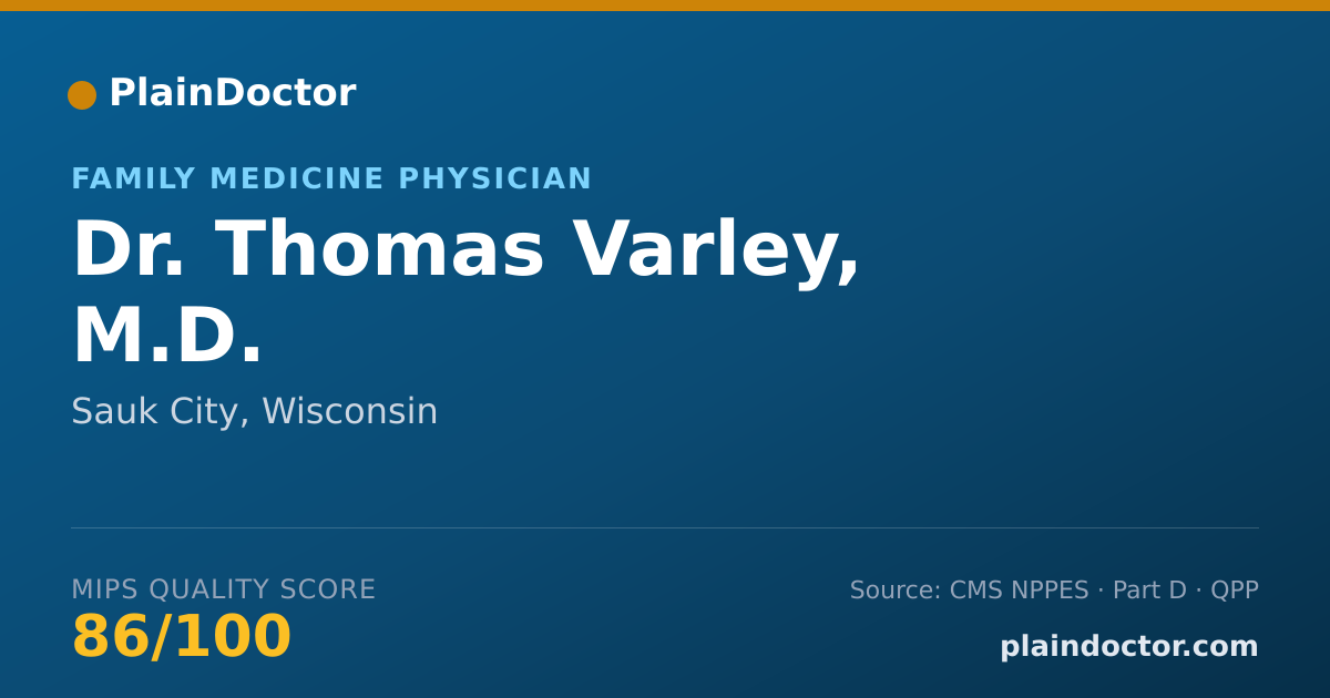 Shareable card for Thomas Varley, M.D. - Family Medicine Physician, Sauk City, WI