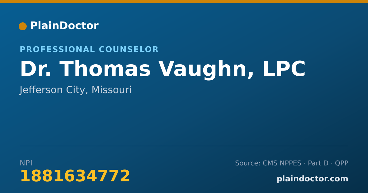 Shareable card for Thomas Vaughn, LPC - Professional Counselor, Jefferson City, MO