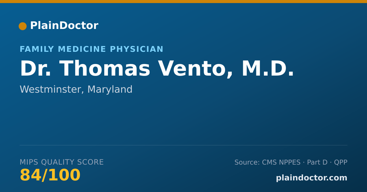 Shareable card for Thomas Vento, M.D. - Family Medicine Physician, Westminster, MD