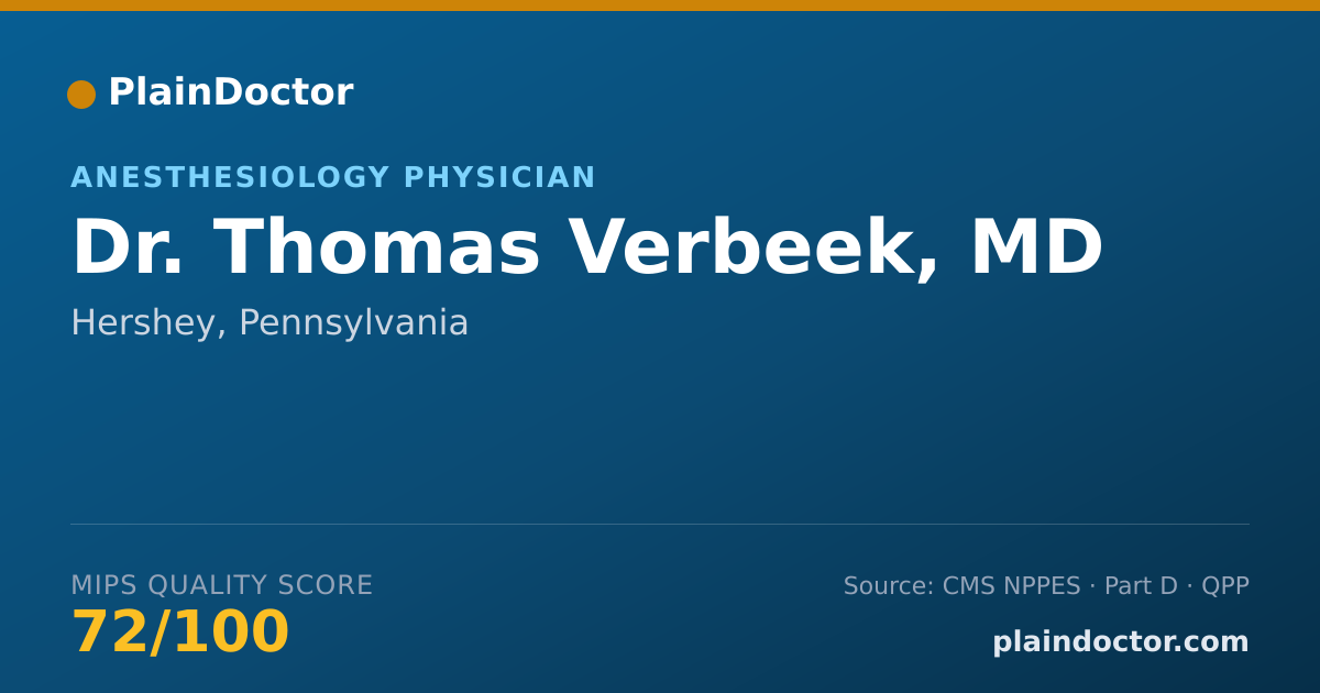 Shareable card for Thomas Verbeek, MD - Anesthesiology Physician, Hershey, PA