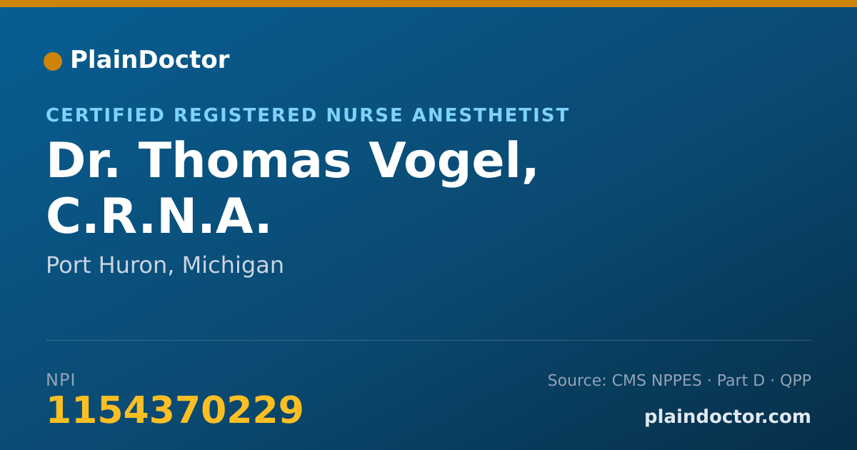 Shareable card for Thomas Vogel, C.R.N.A. - Certified Registered Nurse Anesthetist, Port Huron, MI