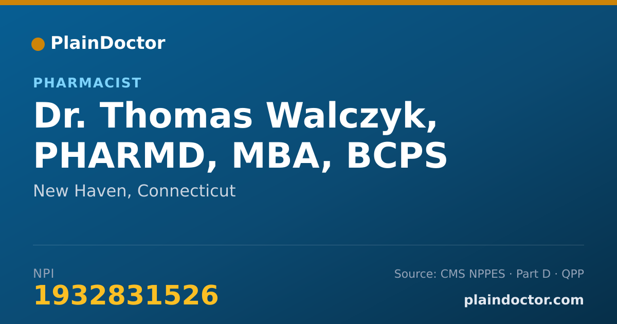 Shareable card for Thomas Walczyk, PHARMD, MBA, BCPS - Pharmacist, New Haven, CT