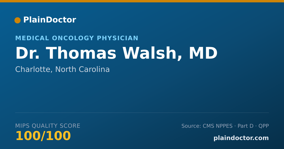 Shareable card for Thomas Walsh, MD - Medical Oncology Physician, Charlotte, NC